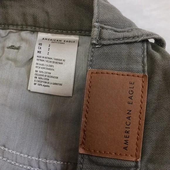 American Eagle Outfitters Green Jean Shorts Distressed High-Waisted - Picture 2 of 2